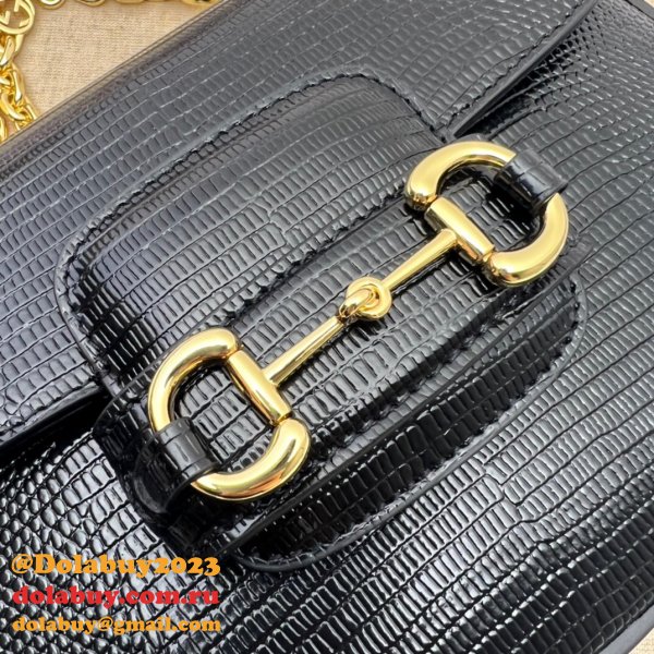 Gucci Luxury Fashion Replica Designers 675801 Horsebit 1955 Lizard Chain Bag