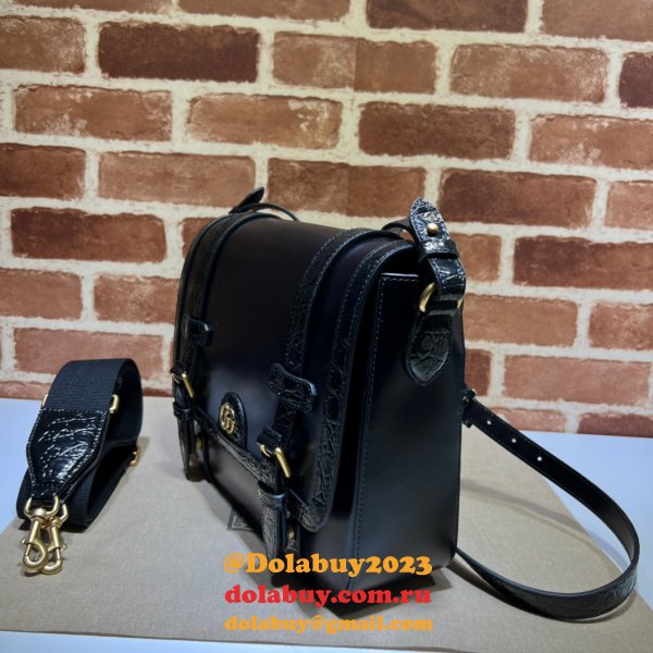 Fake Gucci Crocodile Trim Messenger Sales Online 702136 Bag