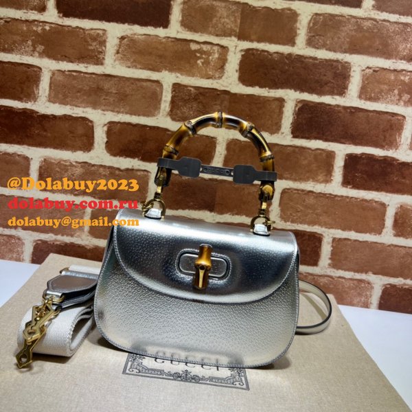 China Gucci 7 Star Bamboo 1947 675797/686864 top handle Silver bag