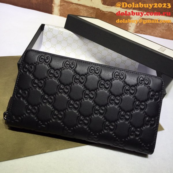 Replica Designer Gucci Bag 307987 Black Signature zip around wallet