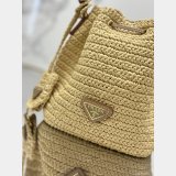 Top Quality Prada Woven drawstring bucket bag 1BE068