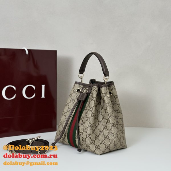 Gucci Knockoff 841313 Ophidia Small Bucket Beige GG Canvas Bag