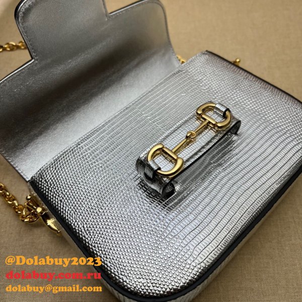 Gucci Luxury Fashion Replica Designers 675801 Horsebit 1955 Lizard Chain Bag