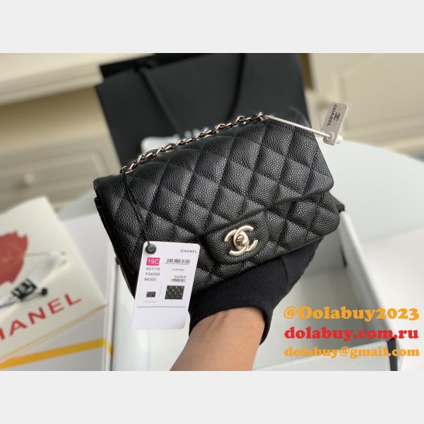 Top Quality CC Caviar Leather Flap Bag 1116 20CM