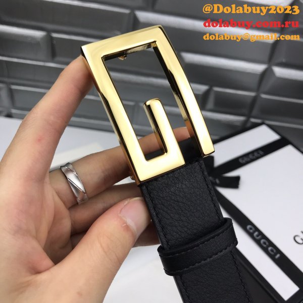 Luxury Gucci 35mm Buckle Black leather belt replica