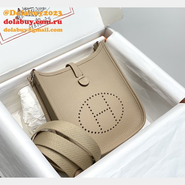 Hermes Mini Evelyne Bag Togo Leather Trench Coat Grey