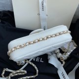 CC Replica Pearl CF Classic Flap 18cm Black/White Bags