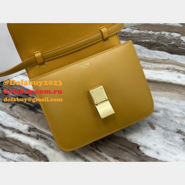 Celine Leather Teen Classic Bag in Yellow