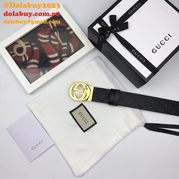 Fake Gucci 37MM Double G leather Replica belt