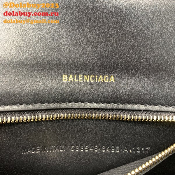 Cheap Balenciaga Hourglass Croc-Embossed Leather Top Handle Bag Plain black