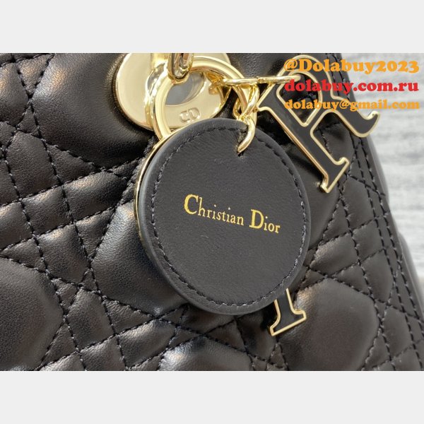 Perfect Quality Replica Lady Dior 24cm Dolabuy Black Handbag