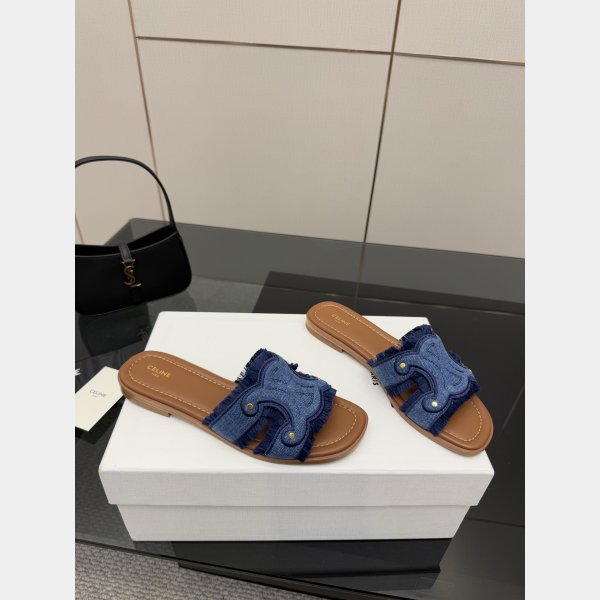CELINE MARINA FRINGED MULE IN COTTON