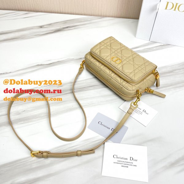 High Quality Dior Caro Bag Brown Supple Cannage Calfskin