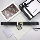 Luxury Gucci 35mm Buckle Black leather belt replica