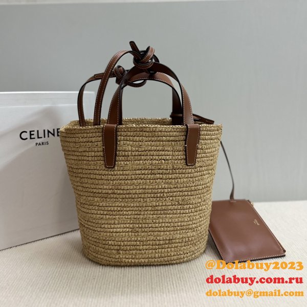 Top Celine TEEN 115802 Hand-woven Raffia Bag