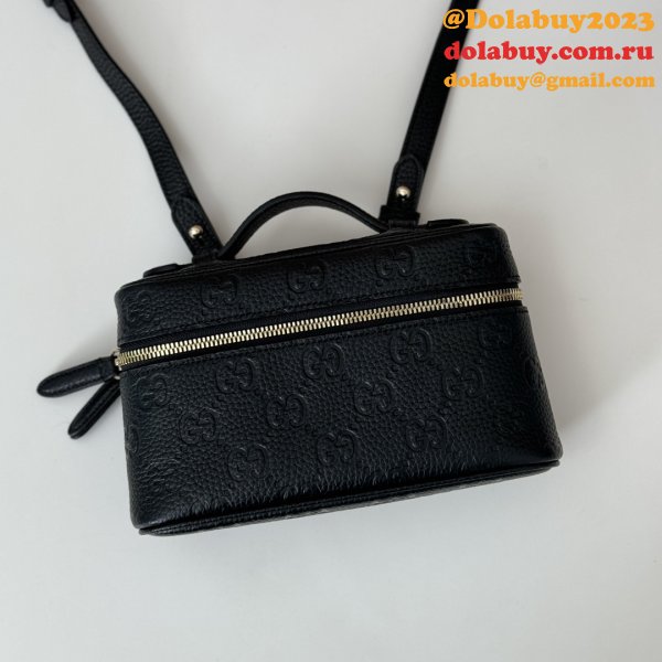 Replica Gucci GG Emblem Super Mini 1:1 Mirror 815949 Black Bag