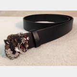 Gucci Replica Leather belt with tiger buckle black