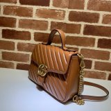 Fake Gucci Handbags 498110 Leather GG Marmont Small Top Handle