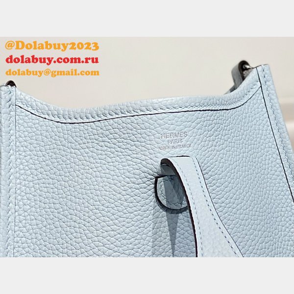 Hermes Mini Evelyne Bag Togo Leather Holy Grail Blue