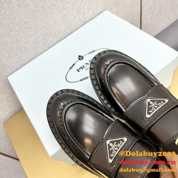 Black Brushed Leather Loafers