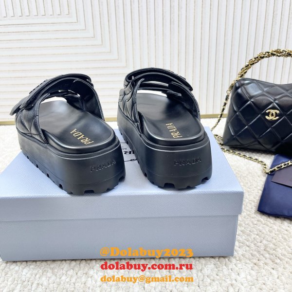 Prada Padded Nappa Leather Sandals