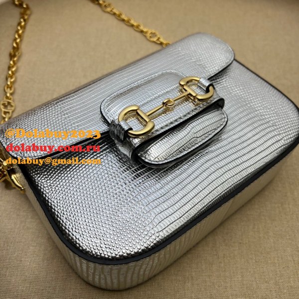 Gucci Luxury Fashion Replica Designers 675801 Horsebit 1955 Lizard Chain Bag