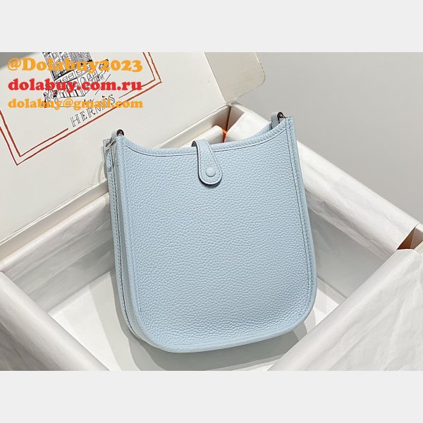 Hermes Mini Evelyne Bag Togo Leather Holy Grail Blue
