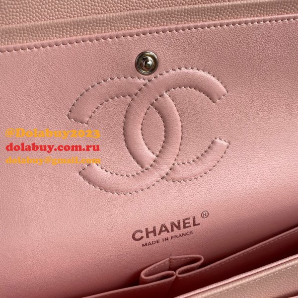 CC Best 25.5CM Classic Flap Bag Caviar Leather A01112 Pink