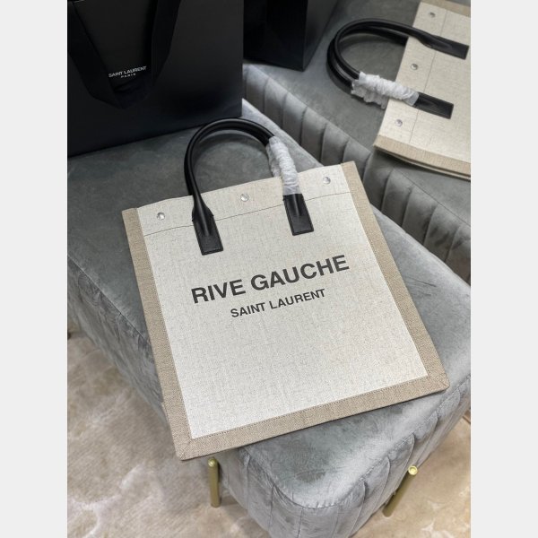 Replica YSl Designer Rive Gauche Shopping 631682 Bag In Linen and Cotton Handbags