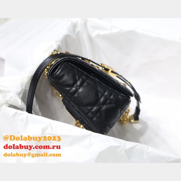 Wholesale Dior Caro 20cm Bag Black Supple Cannage Calfskin