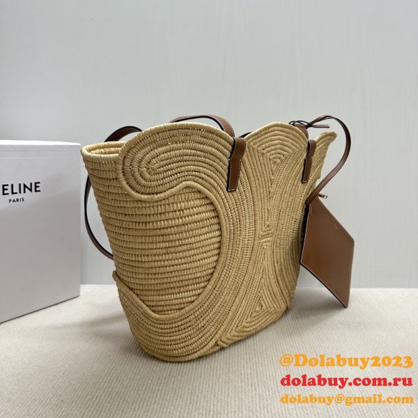 7 Star CELINE TRIOMPHE Hand-woven Raffia Bag