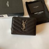 AAA+ Saint Laurent monogram compact zip around wallet black