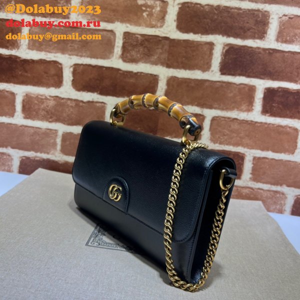 Gucci Replica 675794 Diana small shoulder bag in black/brown