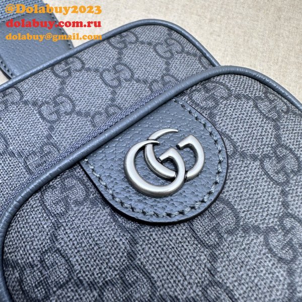 Ophidia GG 752565 Grey and Black Supreme Fake Gucci Bag