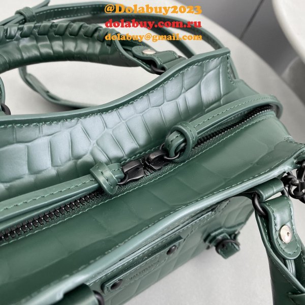 AAA+ Balenciaga Replica cuag Dark green crocodile bag