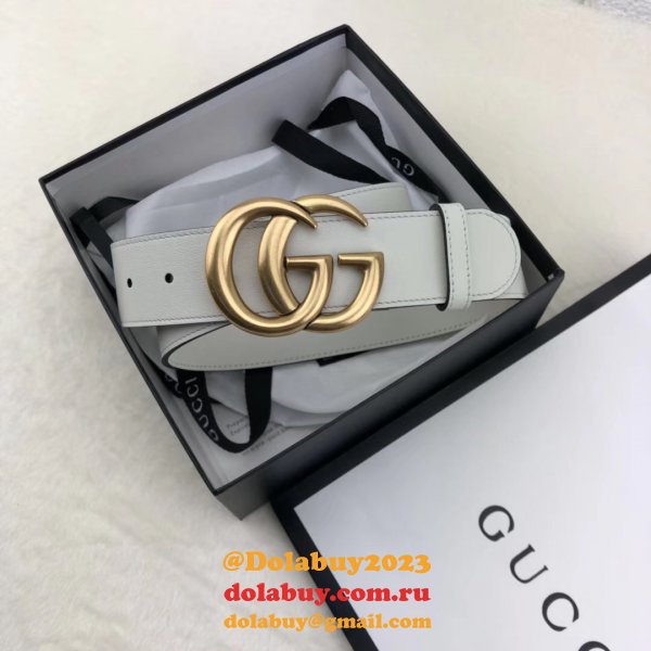 Best Gucci Replica Leather Belt With Double G White Buckle