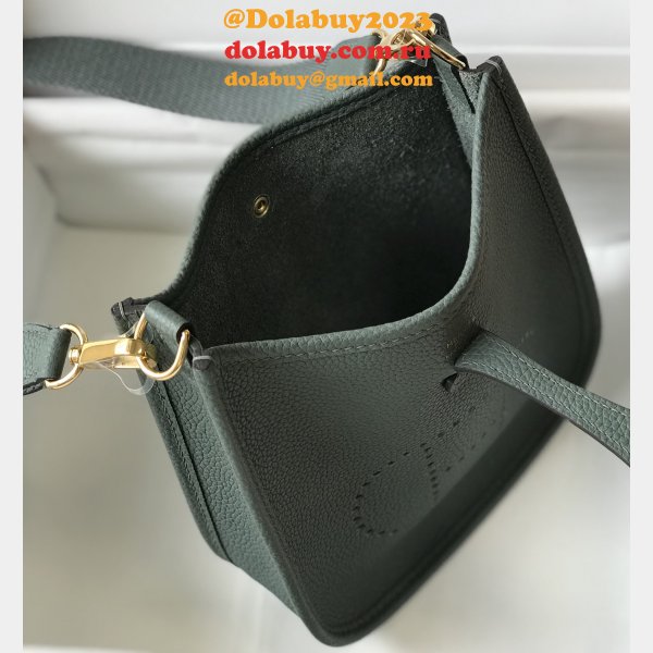 Hermes Mini Evelyne Bag Togo Leather Almond Green