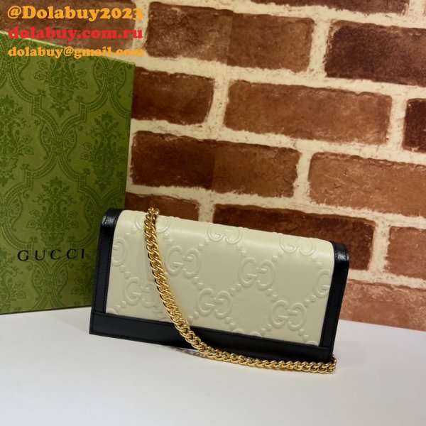 Designer Gucci Replica 676155 GG wallet with chain aaa leather