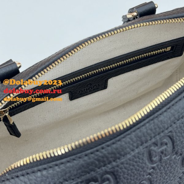 Gucci Luxury GG Emblem Boston Top Handle 815255 Black Knockoff Bag