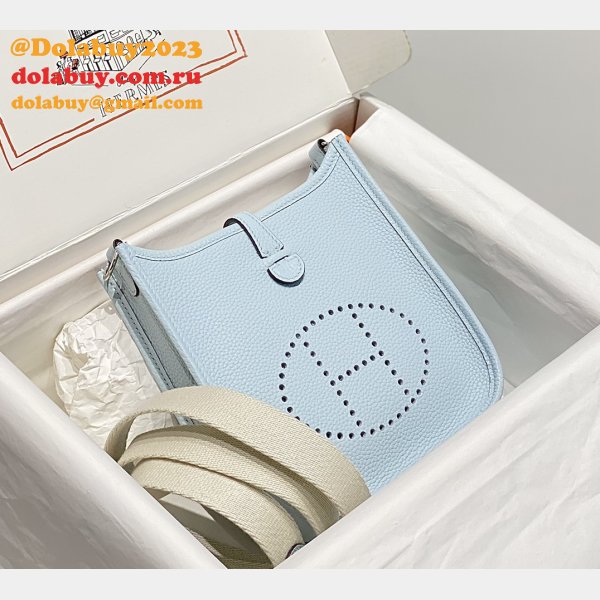 Hermes Mini Evelyne Bag Togo Leather Holy Grail Blue