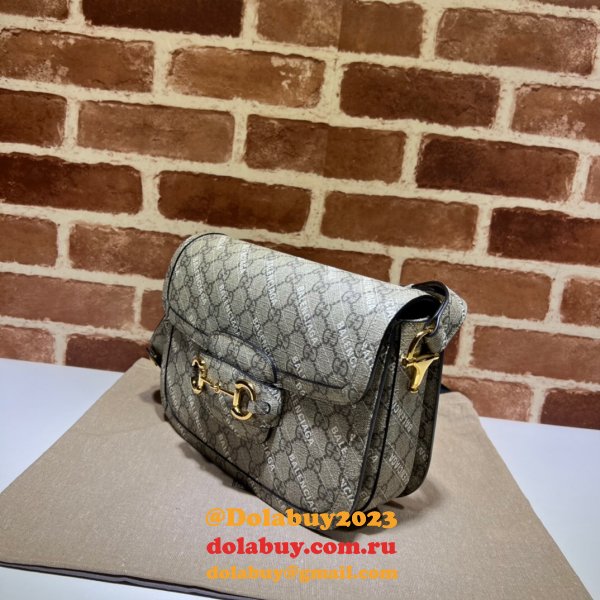 High Quality GG Supreme Designer Gucci Fake 602204 1955 Horsebit Shoulder Bag