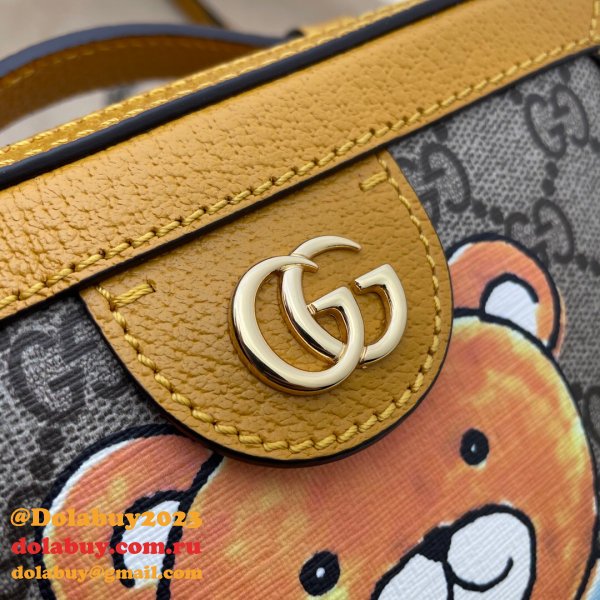 Replica Gucci 7 Star Ophidia GG mini shoulder 602576 yellow bag