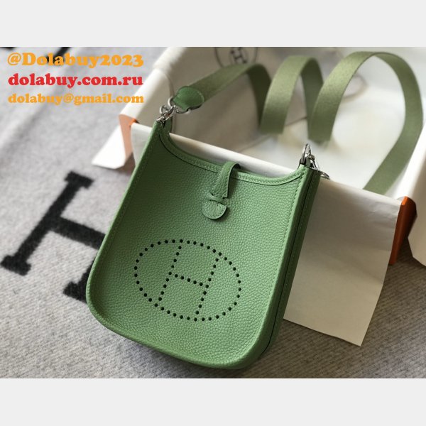 Hermes Mini Evelyne Bag Togo Leather Avocado Green