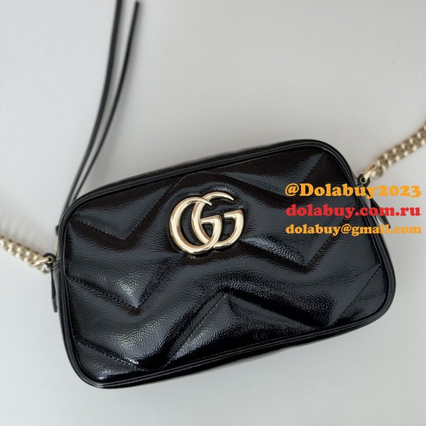 GG Marmont Gucci Duplicate Small Shoulder 802448 Black Bag