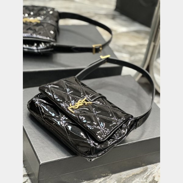 1:1 Quality Hobo Saint Laurent Fake 698567 Black Patent Bag