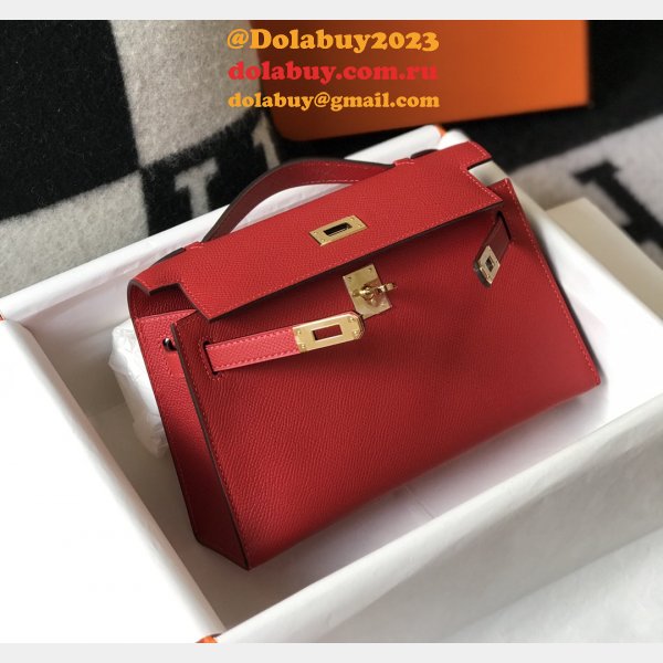 Luxury Hermes EPSOM LEATHER Mini Kelly Pouchette