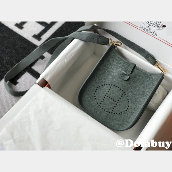 Hermes Mini Evelyne Bag Togo Leather Almond Green