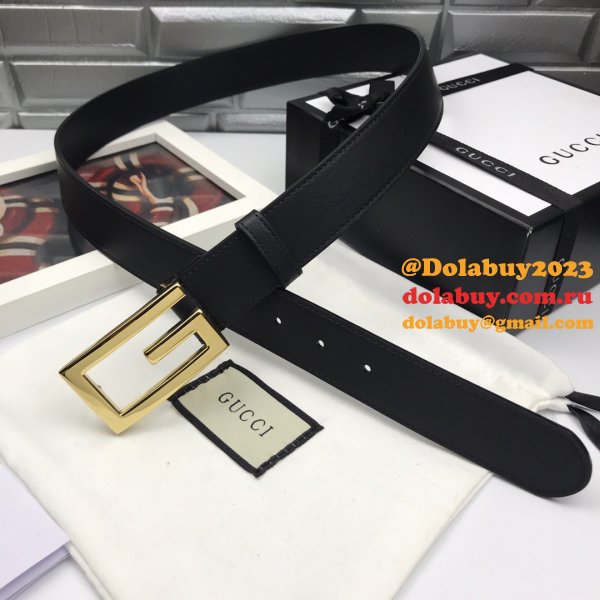 Luxury Gucci 35mm Buckle Black leather belt replica