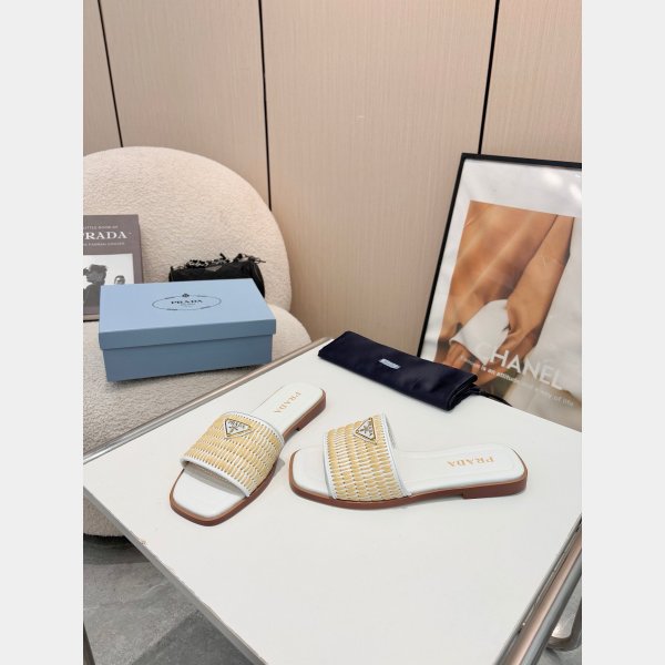 7 Star Prada Raffia Slides
