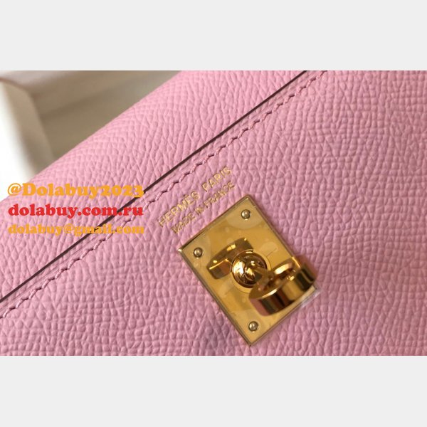 Hermes Outlet 1:1 Replica Mini Kelly Pink Handbags